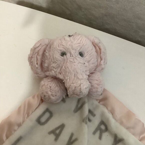 Mudpie Pink Elephant Baby Security Blanket Plush Lovey 12"x12" Soft Satin Trim - Picture 2 of 6